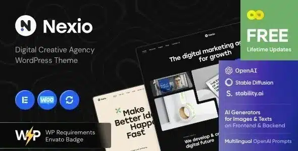 (v1.5) Nexio Digital Creative Agency WordPress Theme + AI Free Download