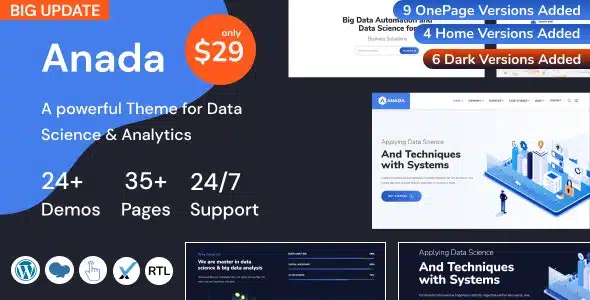 Anada (v2.1) Data Science & Analytics Saas WordPress Theme Nulled