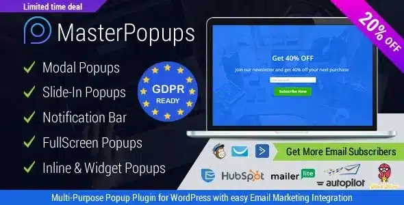 Master Popups (v3.9.1) WordPress Popup Plugin for Email Subscription Nulled