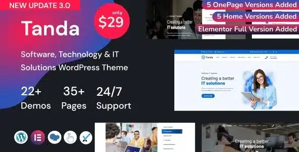 Tanda (v2.2.0) Technology & IT Solutions WordPress Theme Nulled