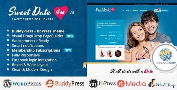 v3.7.3 Sweet Date More than a WordPress Dating Theme Free Download