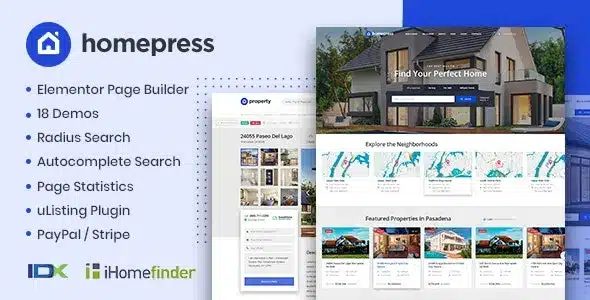 HomePress (v1.3.10) Real Estate WordPress Theme Nulled