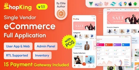 ShopKing Nulled (v1.9) eCommerce App with Laravel Website